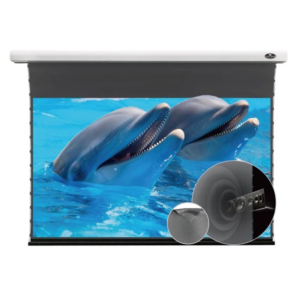 VIVIDSTORM ALR P Slimline Motorised Drop Down Projector Screen for Standard Throw Projectors with Acoustic Transparency