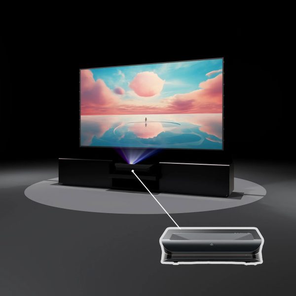BUNDLE AWOL Vision UST 4K Projector + VIVIDSTORM S Pro Motorized CLR/ALR Projector Screen with Motorized Cabinet Paris Package Deal